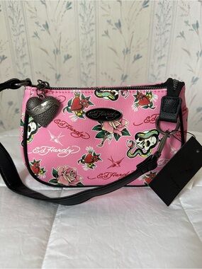 Ed Hardy Pink Tattoo-Print Crossbody